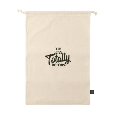 Logo trade advertising products image of: Gift Pouch Natural GRS Recycled Cotton (150 g/m²) L