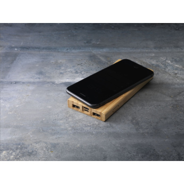 Logo trade promotional product photo of: Bamboo 8000 Wireless Powerbank wireless charger