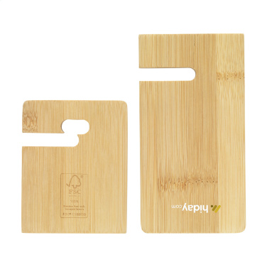 Logo trade business gifts image of: Miyo Bamboo Phone Stand