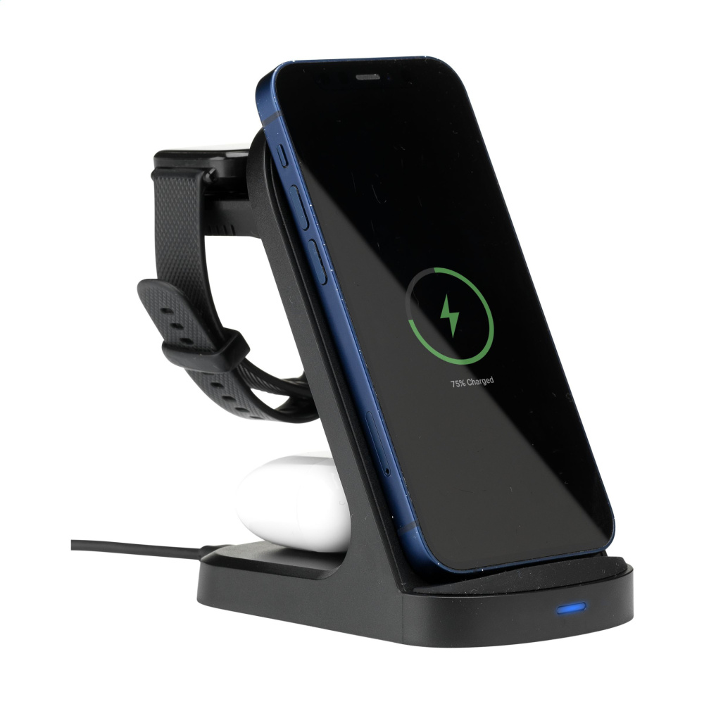 Logo trade promotional items picture of: Triple-Up RCS Recycled ABS Wireless Charger Stand