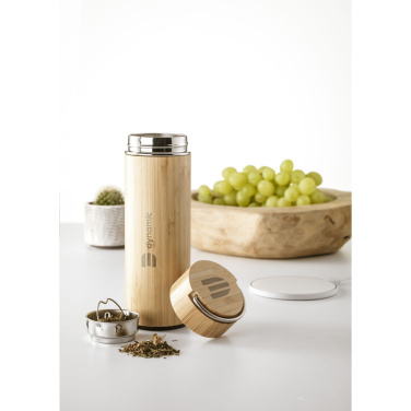 Logo trade promotional merchandise picture of: Nikko 330 ml bamboo thermo bottle/thermo cup