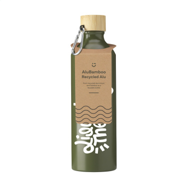 Logo trade corporate gifts image of: AluBamboo GRS Recycled Alu 750 ml water bottle