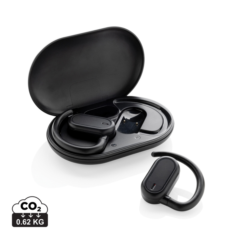 Logo trade advertising product photo of: Fitsound RCS recycled plastic open ear TWS earbuds