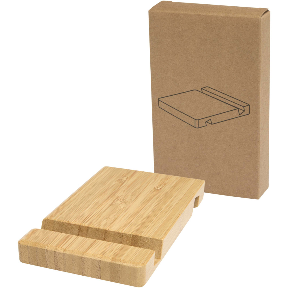 Logo trade promotional gift photo of: Bubup bamboo 2-angled tablet and phone stand