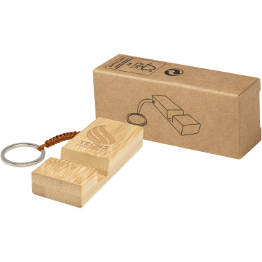 Logo trade business gift photo of: Bosona bamboo phone holder with keychain