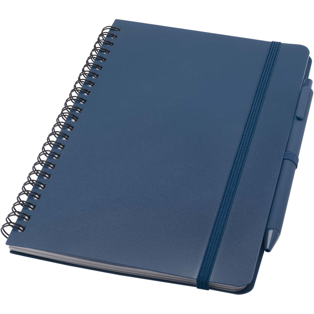 Logo trade promotional products image of: Thalaasa A5 ocean-bound hard cover notebook with ballpoint pen (black ink)