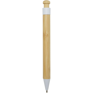 Logo trade promotional item photo of: Rattan bamboo and recycled plastic ballpoint pen (black ink)