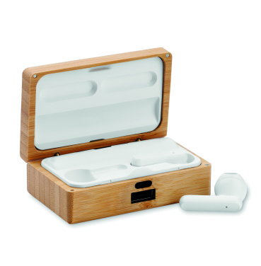 Logo trade promotional giveaways picture of: TWS earbuds in bamboo case