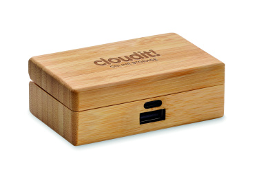 Logo trade advertising products picture of: TWS earbuds in bamboo case