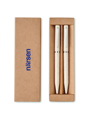 Logo trade promotional product photo of: Wheat straw/ABS twist pen set