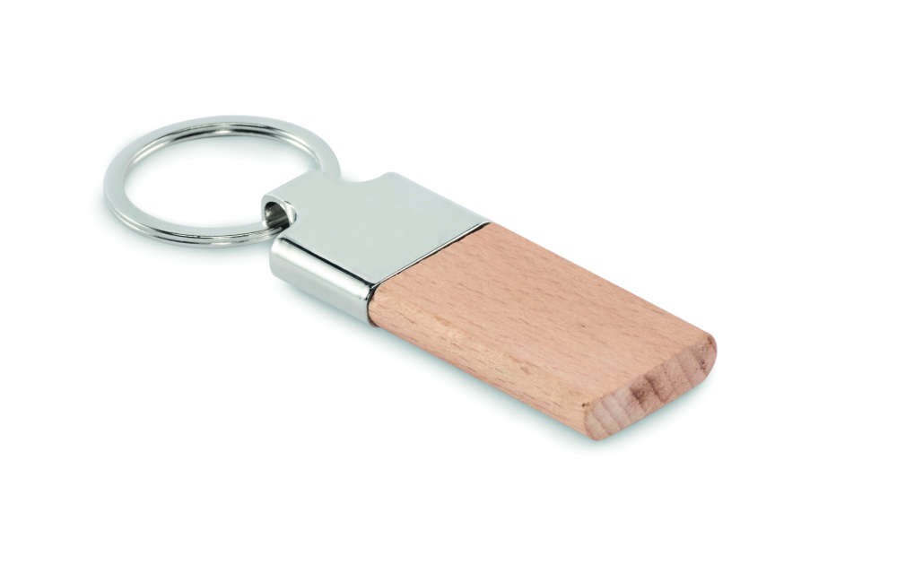 Logo trade promotional products image of: Key ring with rubber wood