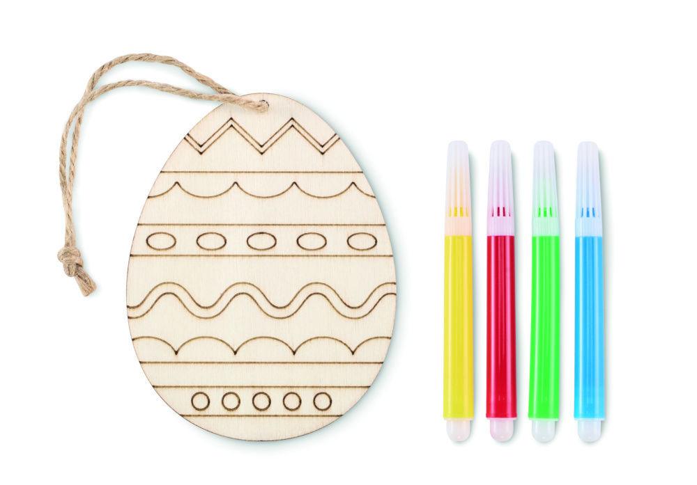 Logo trade promotional merchandise photo of: Wooden egg painting set