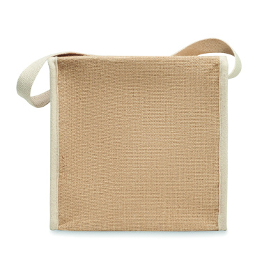 Logo trade corporate gifts image of: Jute and canvas cooler bag 3L