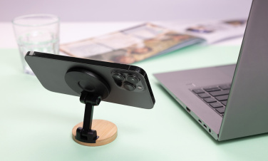 Logotrade promotional gift image of: Magmount RCS recycled plastic and bamboo phone stand