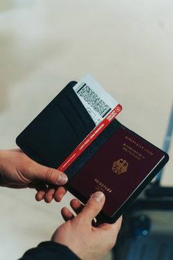 Logo trade promotional products image of: Trackmate RCS rpolyester passport holder worldwide locating