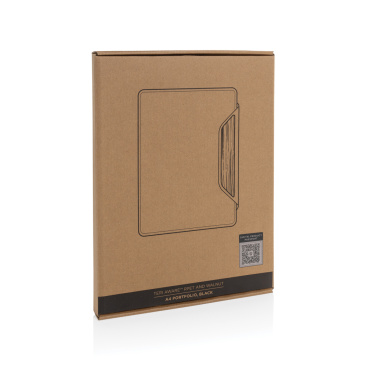 Logo trade corporate gifts image of: Teri AWARE™ RPET and walnut A4 portfolio