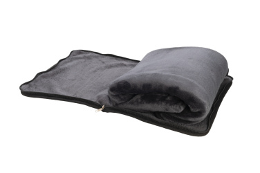 Logo trade promotional merchandise image of: Blanket and pillow 2 in 1 AMIATA Schwarzwolf