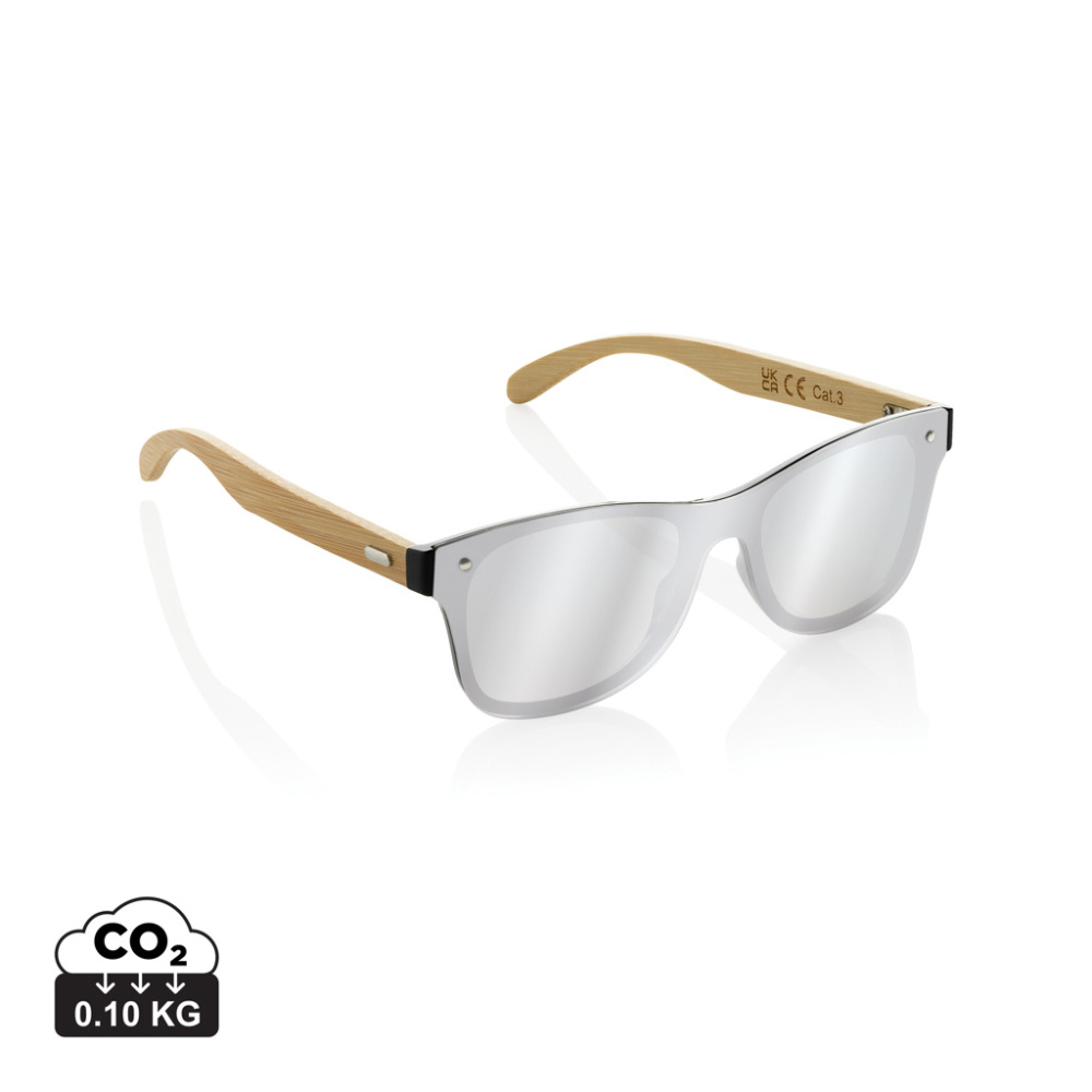 Logo trade promotional items image of: Prism RCS recycled plastic sunglasses with bamboo frame