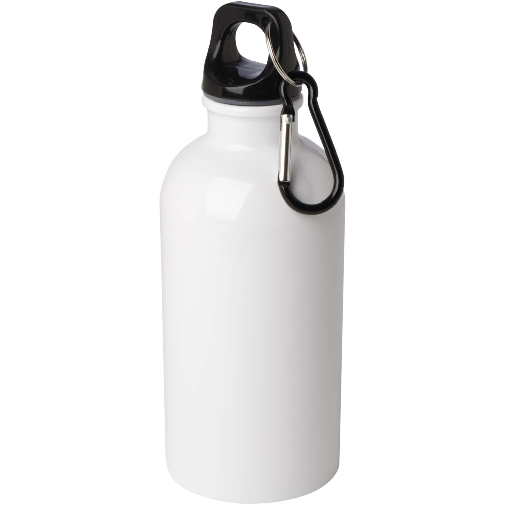 Logo trade promotional items image of: Oregon 400 ml RCS certified single wall stainless steel water bottle with carabiner