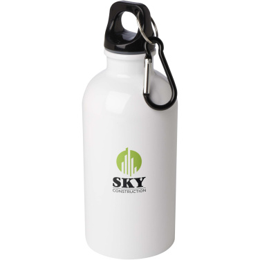Logo trade promotional giveaways image of: Oregon 400 ml RCS certified single wall stainless steel water bottle with carabiner