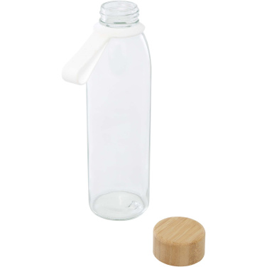 Logo trade advertising product photo of: Porto 500 ml glass water bottle with silicone handle and bamboo lid