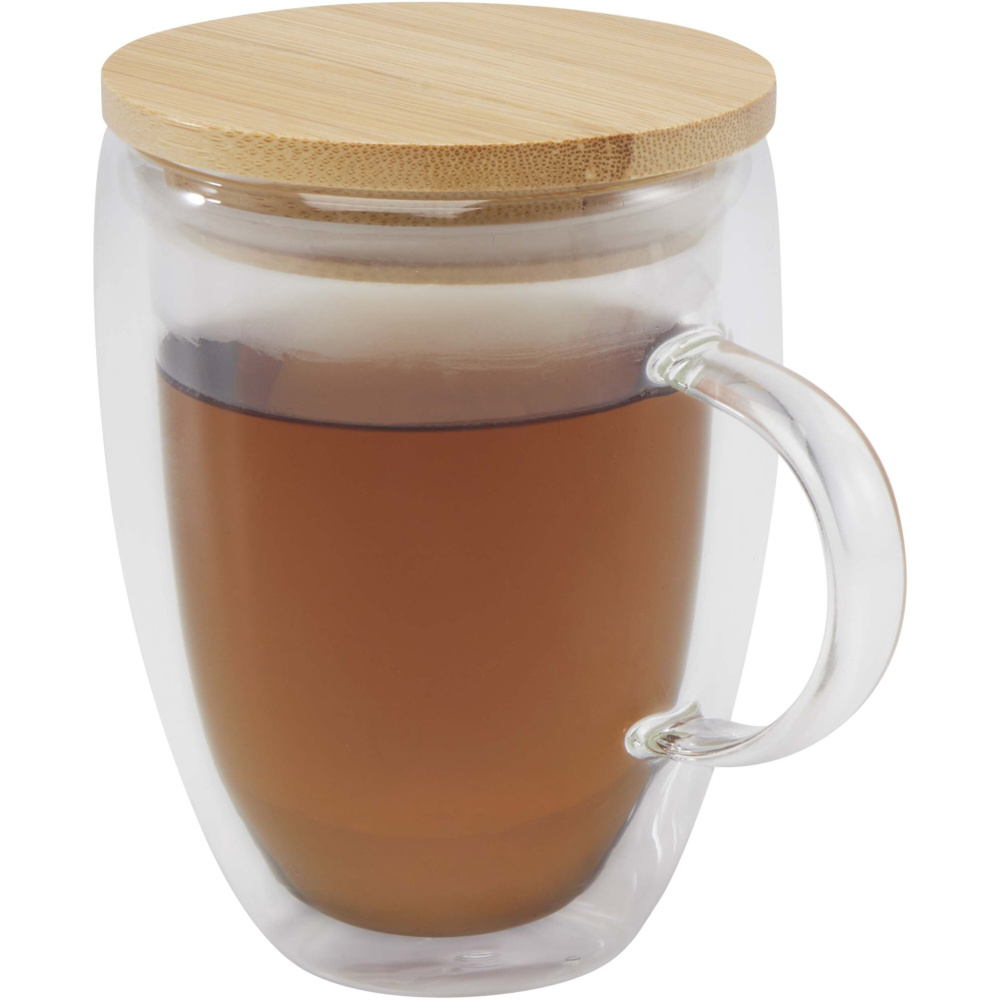 Logo trade promotional items picture of: Leona 350 ml glass cup with bamboo lid