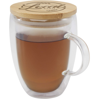 Logo trade promotional products image of: Leona 350 ml glass cup with bamboo lid