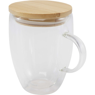 Logo trade promotional giveaways image of: Leona 350 ml glass cup with bamboo lid