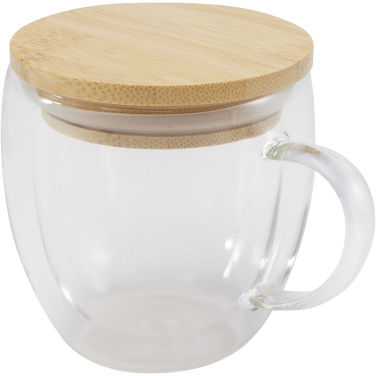 Logo trade promotional item photo of: Lenora 250 ml glass cup with bamboo lid