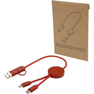 Logo trade promotional items picture of: Citala 5-in-1 recycled plastic 30 cm data sync and 27W fast charge cable