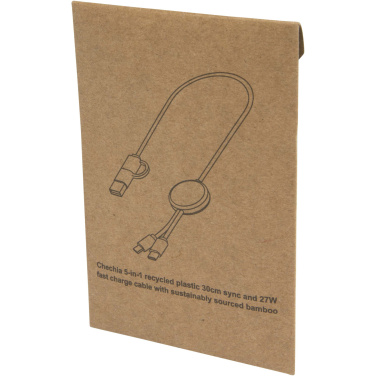 Logo trade promotional merchandise image of: Citala 5-in-1 recycled plastic 30 cm data sync and 27W fast charge cable