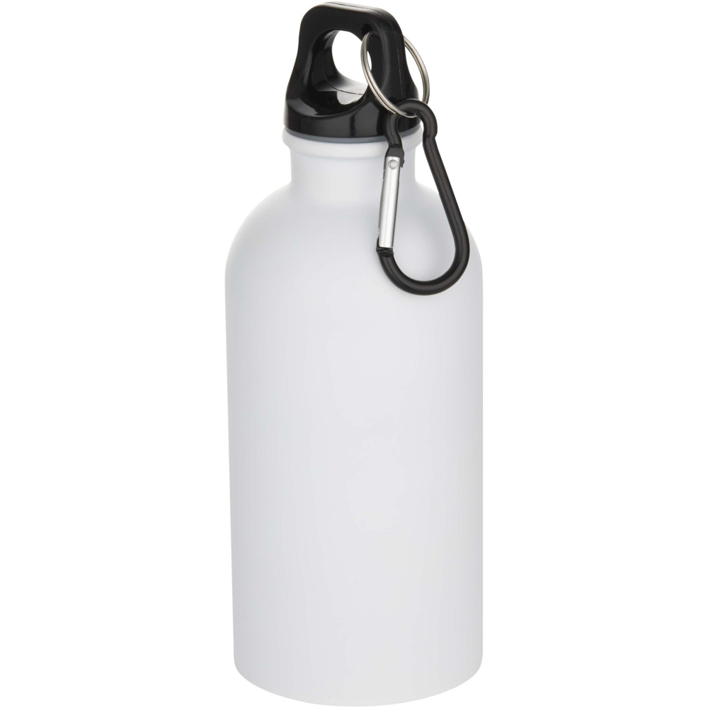 Logotrade promotional item image of: Oregon 400 ml matte RCS recycled single wall stainless steel water bottle with carabiner