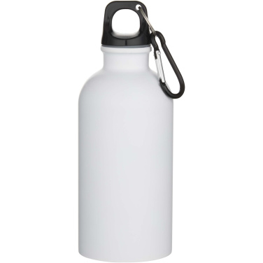 Logo trade advertising product photo of: Oregon 400 ml matte RCS recycled single wall stainless steel water bottle with carabiner