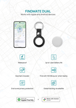 Logo trade promotional giveaway photo of: Findmate Dual RCS recycled plastic item finder IPX 5