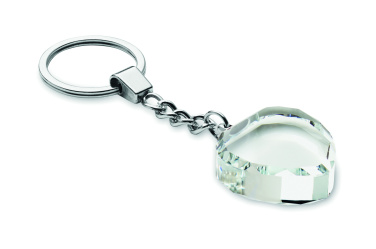 Logo trade promotional gifts image of: Glass heart award key ring