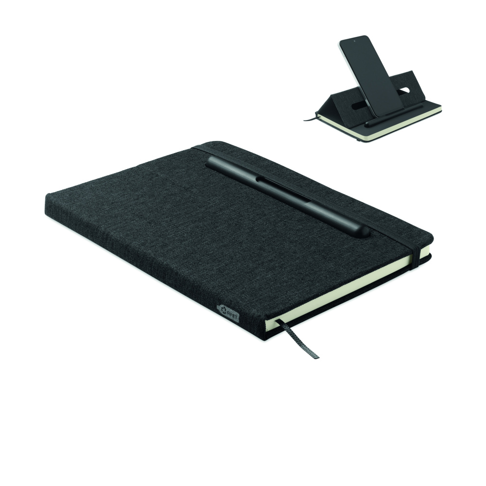 Logo trade promotional gifts image of: A5 notebook with phone holder