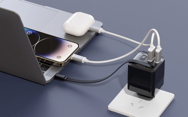 Logo trade advertising product photo of: Urban Vitamin Mendocino 65W GaN charger retractable cable