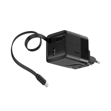 Logo trade business gift photo of: Urban Vitamin Mendocino 65W GaN charger retractable cable