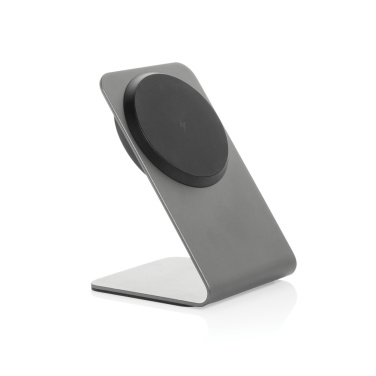 Logo trade promotional merchandise photo of: Terra aluminium 15W magnetic wireless charging phone stand