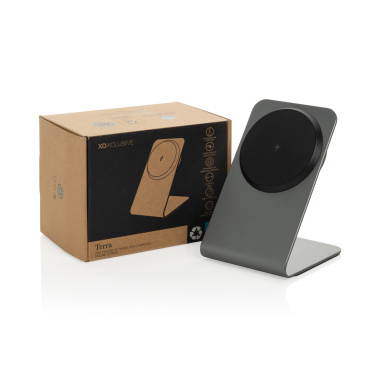 Logo trade corporate gift photo of: Terra aluminium 15W magnetic wireless charging phone stand