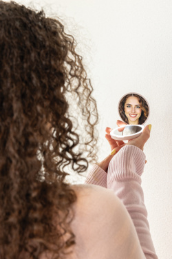 Logo trade business gift photo of: Lumora RCS recycled plastic LED re-chargeable make-up mirror