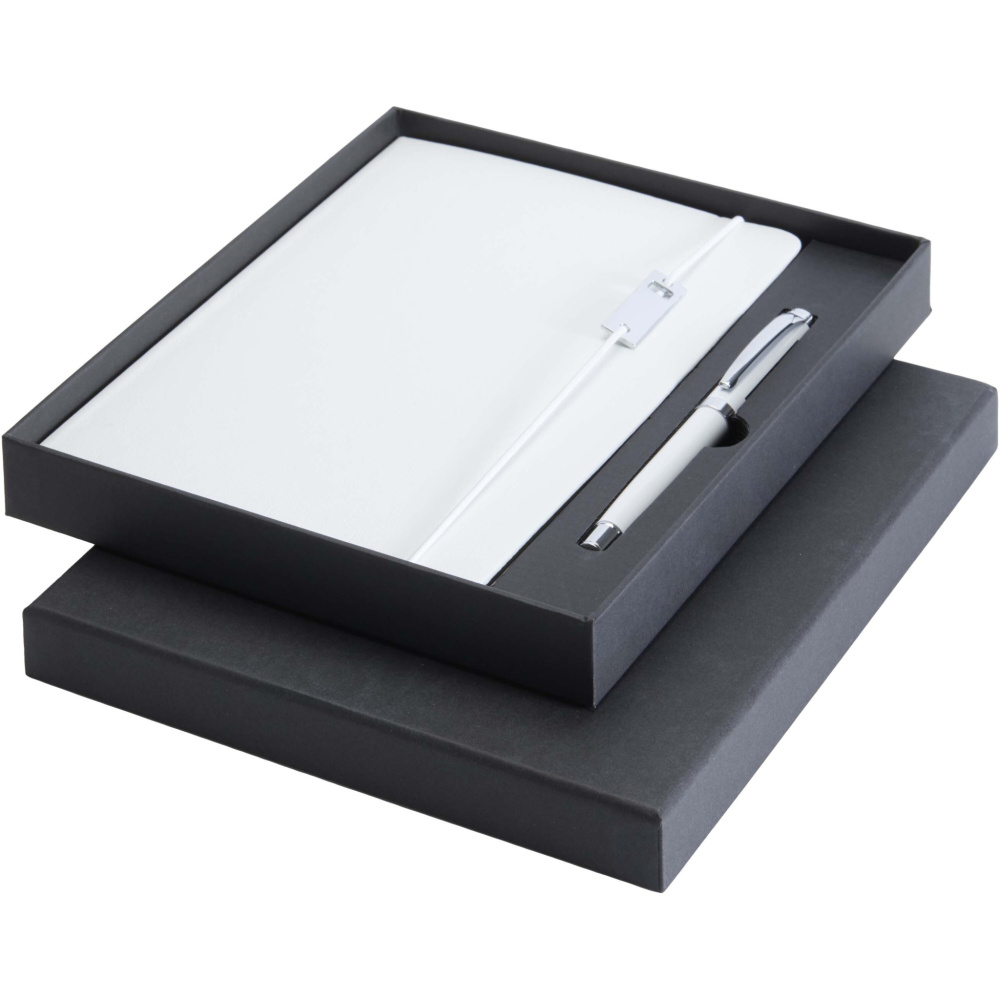 Logo trade promotional giveaways picture of: Legato Elegance A5 hard cover notebook and rollerball pen set