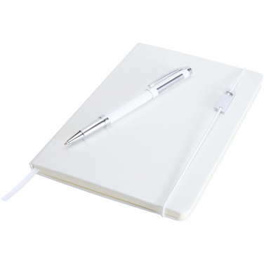 Logo trade promotional products image of: Legato Elegance A5 hard cover notebook and rollerball pen set