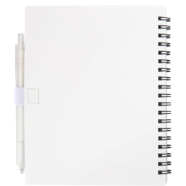 Logo trade promotional merchandise picture of: Niove recycled plastic soft cover notebook and ballpoint pen set (blue ink)