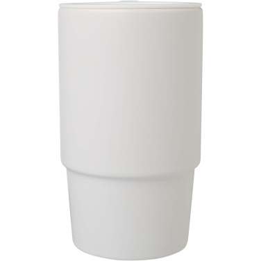 Logo trade promotional item photo of: Carter 450 ml ceramic mug with plastic lid