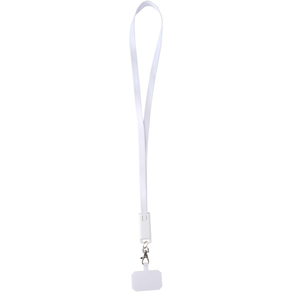 Logo trade promotional items picture of: Franz recycled plastic smartphone lanyard with built-in data sync and 65W fast charge 5-in-1 cable