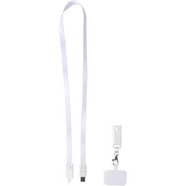 Logotrade promotional item picture of: Franz recycled plastic smartphone lanyard with built-in data sync and 65W fast charge 5-in-1 cable