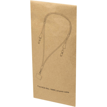 Logotrade promotional giveaway image of: Funi recycled plastic smartphone lanyard with built-in data sync and 100W fast charge 5-in-1 cable