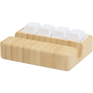 Logo trade advertising product photo of: Algol recycled plastic phone stand and fidget toy with bamboo details