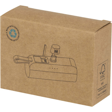 Logotrade promotional product picture of: Alnair 5000 mAh 10W recycled plastic Type-C power bank with built-in flip stand and 2-in-1 cable